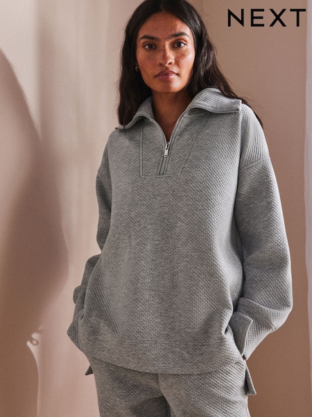 Grey Textured Half Zip Jumper (E23833) | €14.50