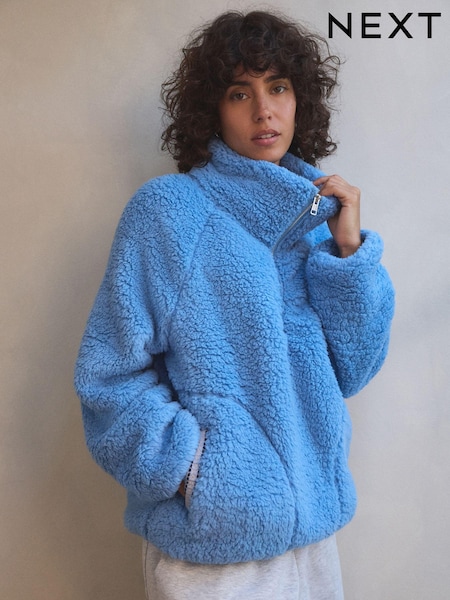 Sininen - Teddykangas Half Zip Takki (E23842) | €25