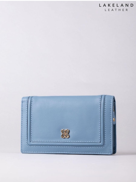 Lakeland Leather Blue Medium Icon Leather Flapover Purse (E23849) | €44