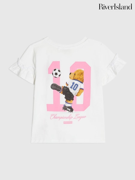 White - River Island World Cup Bear T-shirt