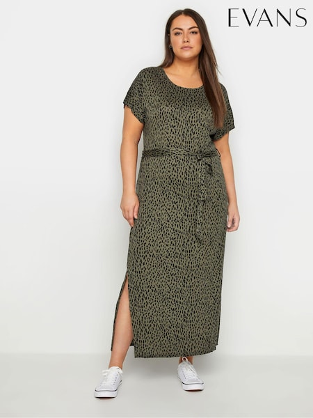 Evans Green Animal Print Tie Waist Maxi Dress (E24085) | €66