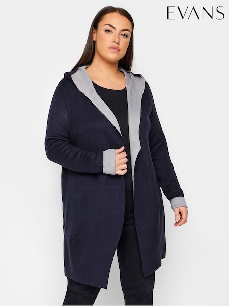 Evans Blue Hooded Longline Cardigan (E24086) | € 55