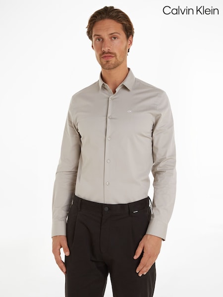 Calvin Klein Brown Slim Fit Poplin Stretch Shirt (E24211) | €56