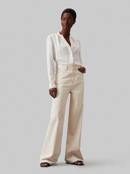 Natural - Calvin Klein Collarless Mânecă lungă Bluze (E24220) | 745 LEI