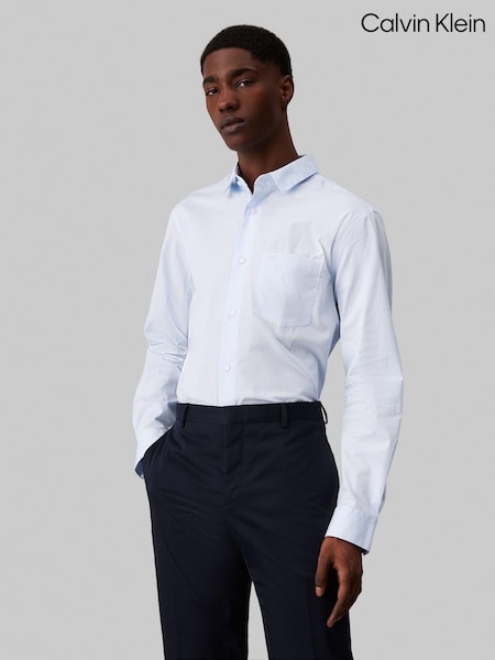 Calvin Klein Blue Slim Fit Poplin Stretch Shirt (E24222) | €53