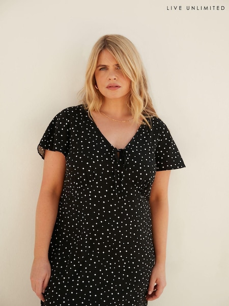 Live Unlimited Curve Spot Print Midi Tea Dress (E24263) | 211 LEI