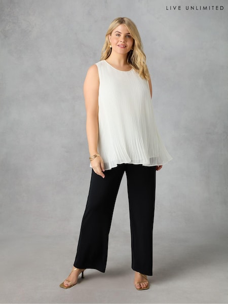 Live Unlimited Ivory White Curve Chiffon Pleated Vest Top (E24277) | €34