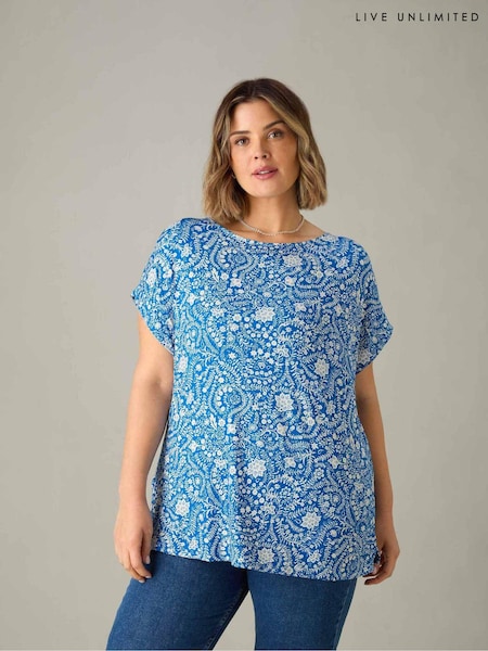 Live Unlimited Blue Curve Paisley Jersey T-Shirt (E24283) | $77