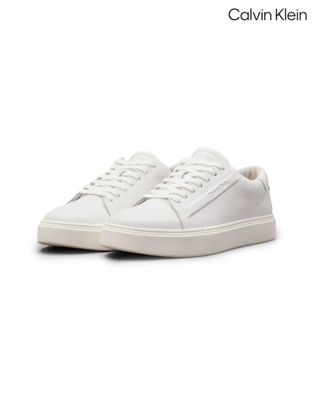 Calvin Klein White Low Top Lace Up Trainers (E24338) | AED378