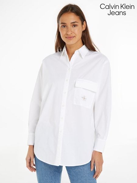 Calvin Klein Jeans Utility Long Sleeved 100% Cotton White Shirt (E24341) | €60