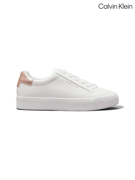 Calvin Klein White Lace-Up Trainers (E24388) | AED320