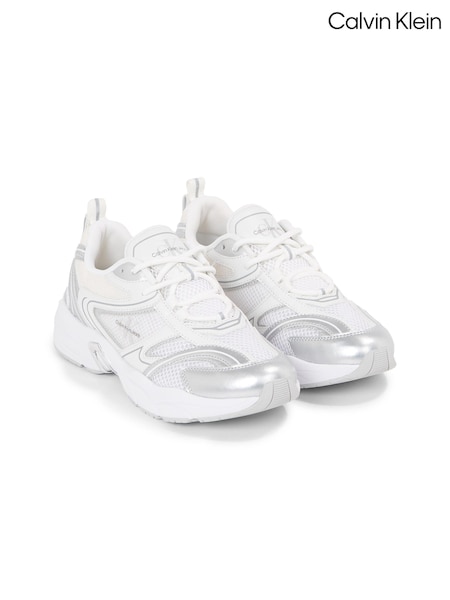 Calvin Klein Retro Tennis Low Lace White Trainers (E24395) | AED529