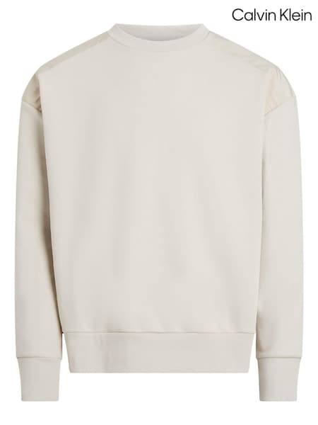 Calvin Klein Brown Mix Media Interlock Sweatshirt (E24453) | AED349