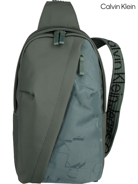 Calvin Klein Grey Slanted Logo Backpack (E24456) | AED174