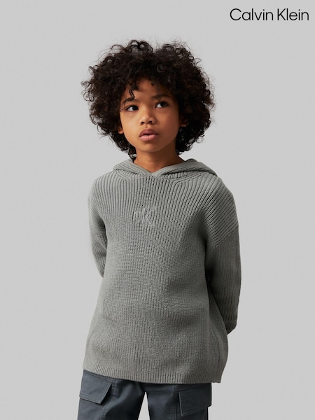 Calvin Klein Green Ribbed Monogram Hoodie (E24506) | €46