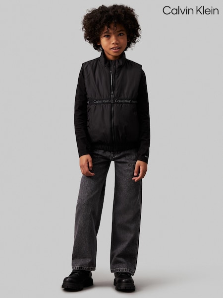 Calvin Klein Black Boxy Light Padded Tape Vest (E24508) | AED262