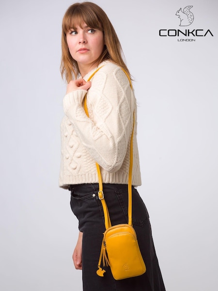 Gelb - 'Leia' Leather Cross-Body Phone Bag (E24573) | 30 €
