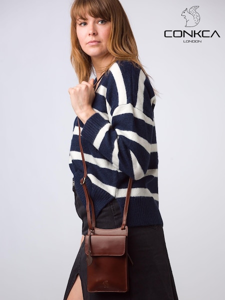 Conkca 'Milly' Leather Cross-Body Phone Black Bag (E24583) | €48