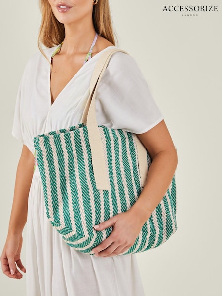 Accessorize Stripe Woven Shoulder 100% Cotton Bag (E24604) | 107 LEI