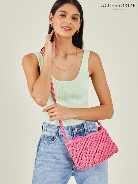 rožnata - Accessorize Macramé Cross-Body Bag (E24635) | € 20