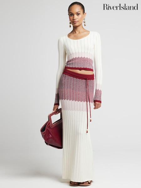 River Island Red Dark Chevron Skirt (E24973) | 138 QAR