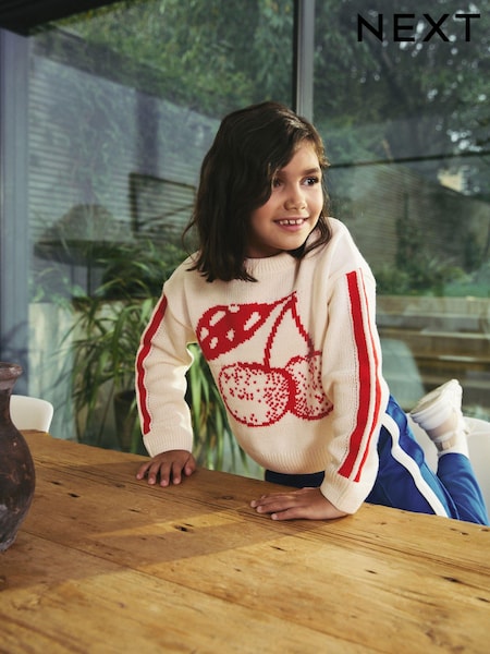 Cream/Red Cherry Jumper (3-16yrs) (E25067) | €16 - €21
