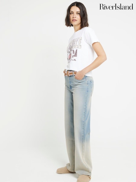 River Island Blue Light Relaxed Straight Christina Jeans (E25100) | €30