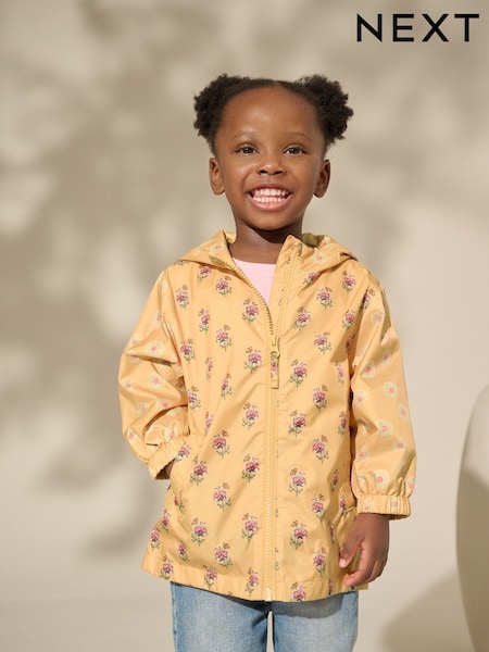 צבע צהוב בדוגמה פרחונית גאומטרית - Shower Resistant Cagoule Jacket (3mths-7yrs) (E25124) | ‏67‏₪ - ‏84‏ ₪