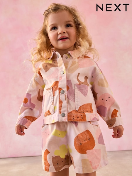 Mehrfarbig/Pastell - 100% Cotton Printed Shacket And Shorts Set (3mths-7yrs) (E25127) | CHF 34 - 40 CHF