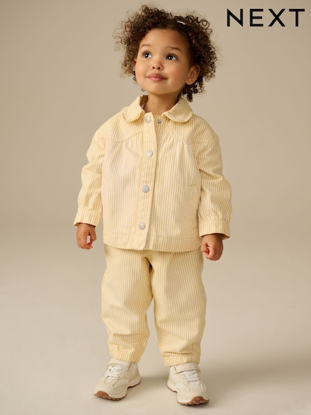 Ockergelb - Stripe Shacket And Trousers 100% Cotton Set (3mths-7yrs) (E25129) | CHF 35 - 42 CHF