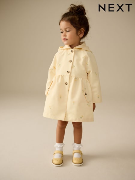 Lemon Yellow Shower Resistant Hooded Trench Coat (3mths-7yrs) (E25131) | AED122 - AED142