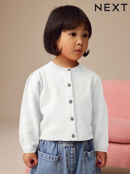 White Pleated Sleeve Cardigan (3mths-10yrs) (E25145) | €13 - €17