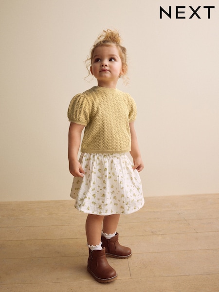 Yellow 100% Cotton Jumper and Skirt Set (3mths-7yrs) (E25146) | €38 - €44