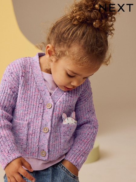 Purple Cat Pocket Cardigan (3mths-7yrs) (E25147) | AED56 - AED71