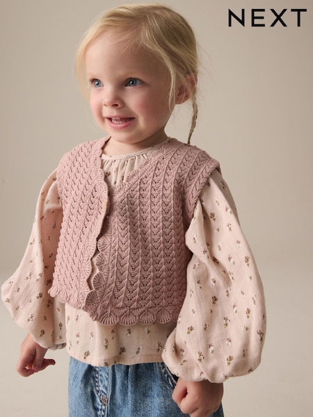 Pink 100% Cotton Blouse and Tank Set (3mths-7yrs) (E25150) | €25 - €30