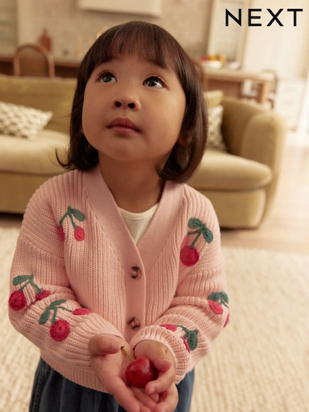 Pink Cherry V-Neck 100% Cotton Cardigan (3mths-7yrs) (E25157) | CA$48 - CA$59