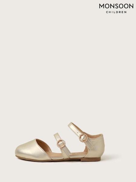 Monsoon Gold Two Strap Ballet Flats (E25165) | €17 - €19