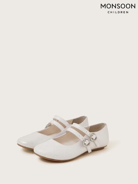 Monsoon Silver Sparkle Two Strap Ballerina Flats (E25169) | €15.50 - €17.50