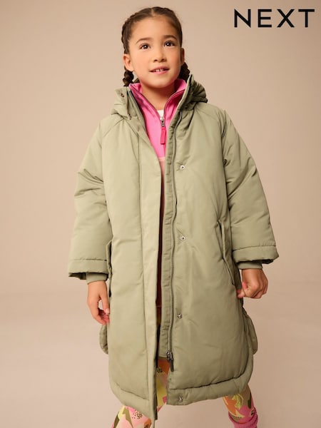 Sage Green Shower Resistant Padded Coat (3-16yrs) (E25190) | AED86 - AED112