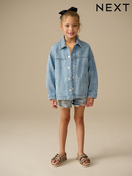 Mid Wash Denim 100% Cotton Tufted Shacket (3-16yrs) (E25204) | 13,160 Ft - 16,750 Ft