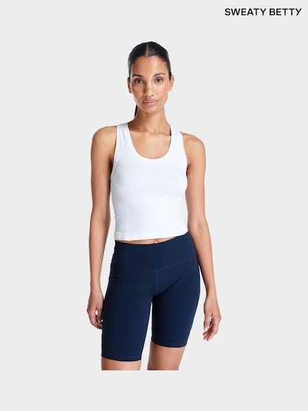 Sweaty Betty White Athlete Crop Seamless Workout Tank Top (E25271) | ₪176
