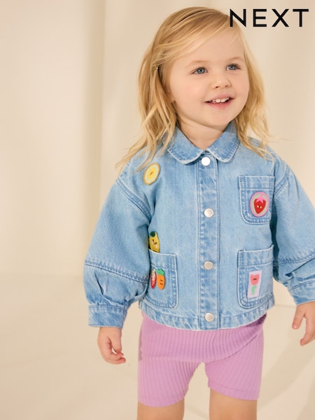Mid Blue Denim Embroidered Shacket (3mths-7yrs) (E25317) | Rp 721,000 - Rp 865,000