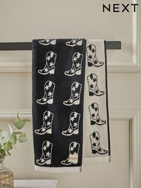 Black/White Natural Cowboy Boots Towels with 100% Cotton (E25370) | $15