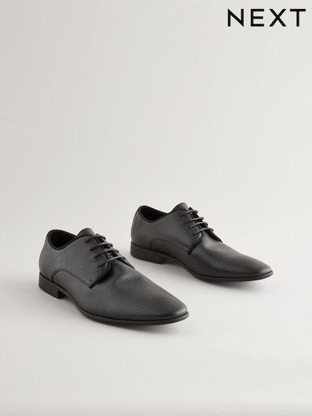Black Embossed Square Toe Derby Shoes (E25425) | 104 QAR