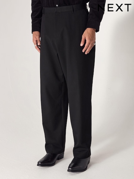 Black Slim Fit EDIT Flared Western Style Suit Trousers (E25522) | €21