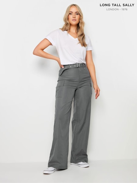 Long Tall Sally Grey Belted Wide Leg Trousers (E25641) | AED107
