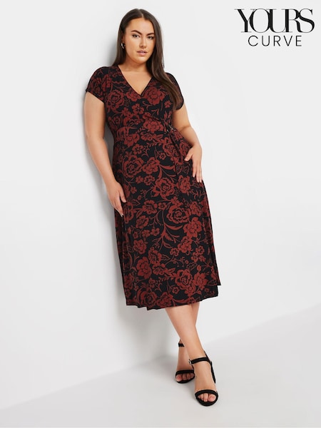 Yours Curve Floral Print Wrap Dress (E25657) | €58