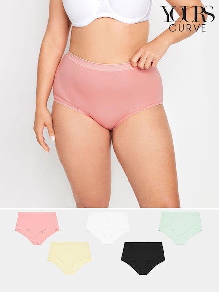 Yours Curve Pink 5 Pack Paisley Full Briefs (E25660) | €24