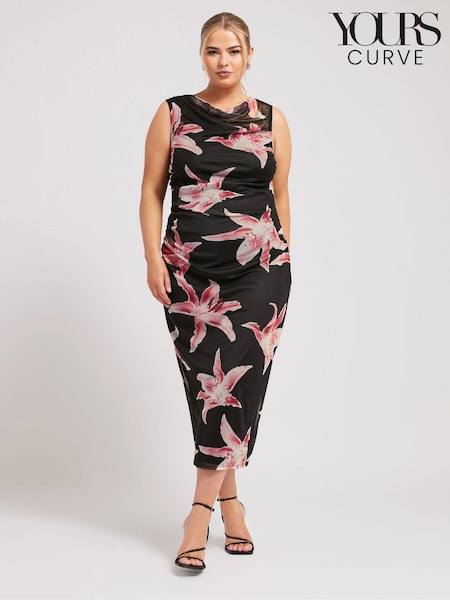 Yours Curve London Floral Slash Neck Dress (E25671) | €28