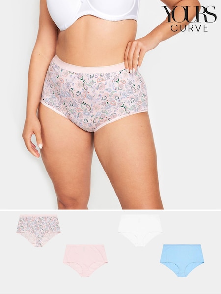 Yours Curve Pink Light 5 Pack & Yellow Pastel Full Briefs (E25675) | €24